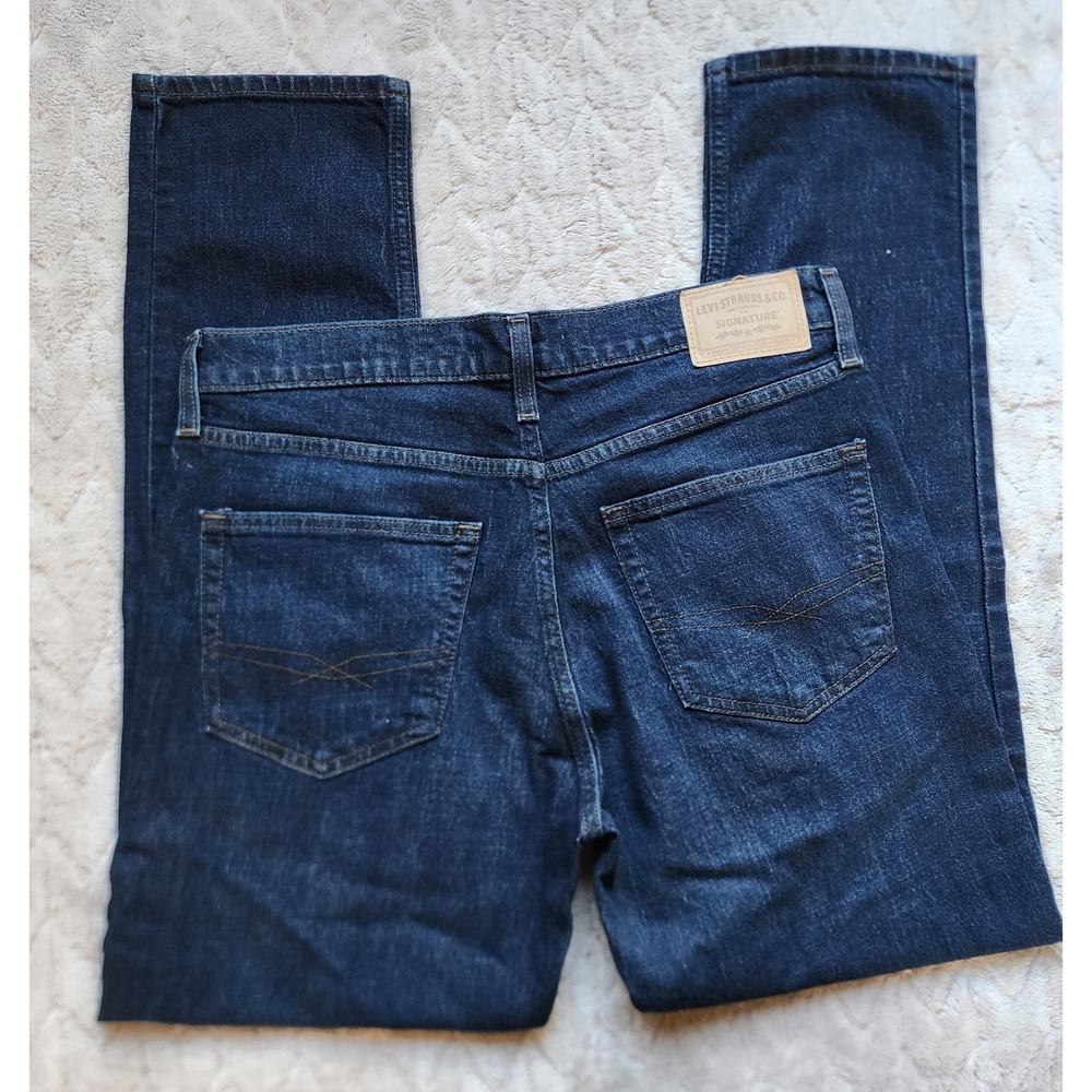 Levi Strauss Signature Slim Fit Dark Wash Jeans Mens 34x30